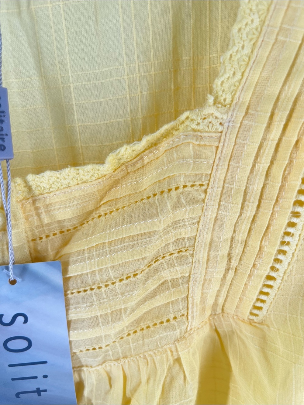 Solitaire Yellow Ruffle-Sleeve Button Front Blouse - Picture 5 of 13